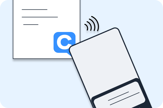 A visitor tapping their phone to the Capption NFC tag on a label